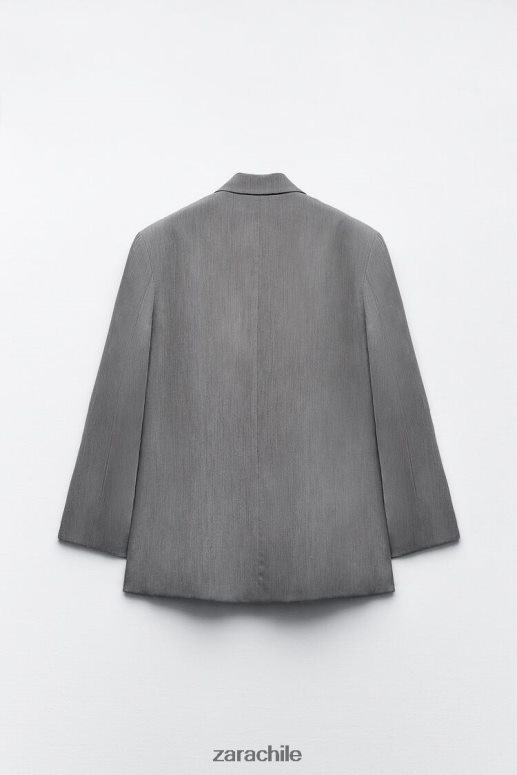 ropa cl Zara mujer chaqueta oversize con doble botonadura marga gris JJ06N4156