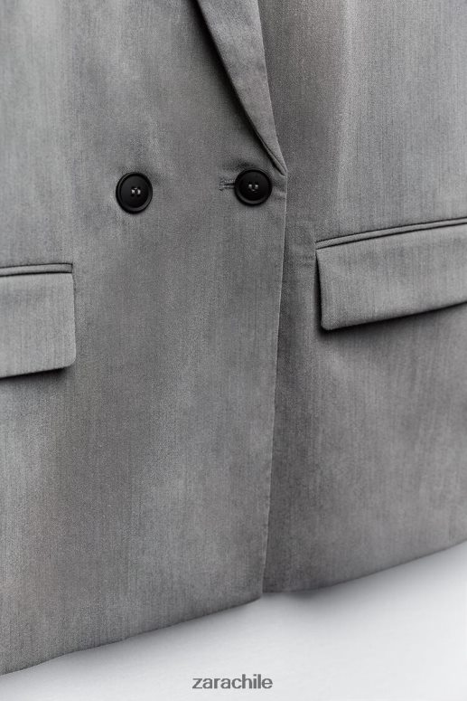 ropa cl Zara mujer chaqueta oversize con doble botonadura marga gris JJ06N4156