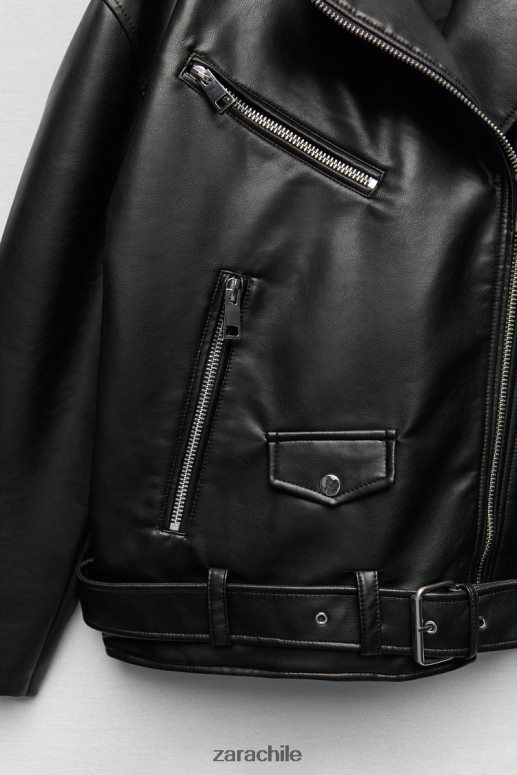 ropa cl Zara mujer chaqueta oversize de piel sintética negro JJ06N432