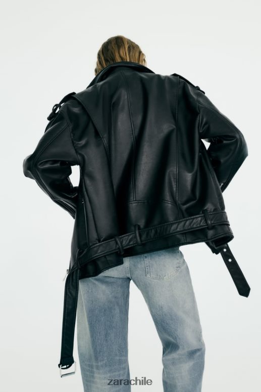 ropa cl Zara mujer chaqueta oversize de piel sintética negro JJ06N432