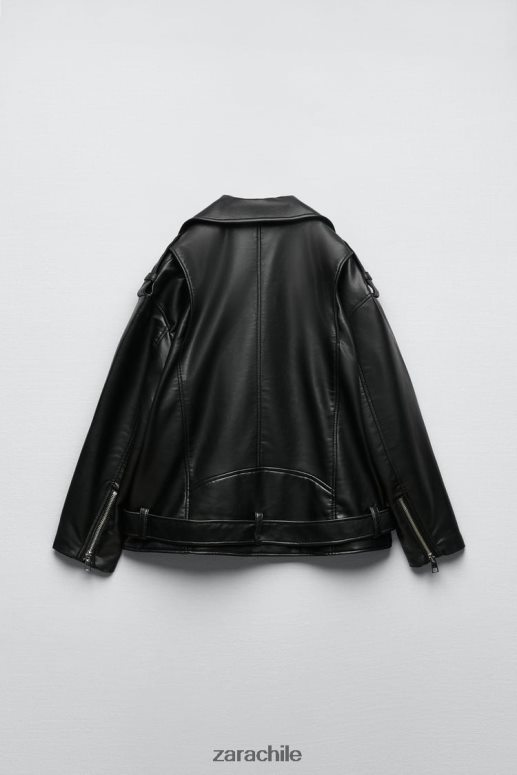 ropa cl Zara mujer chaqueta oversize de piel sintética negro JJ06N432