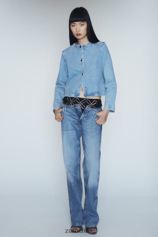 ropa cl Zara mujer chaqueta vaquera con botones z1975 azul medio JJ06N493