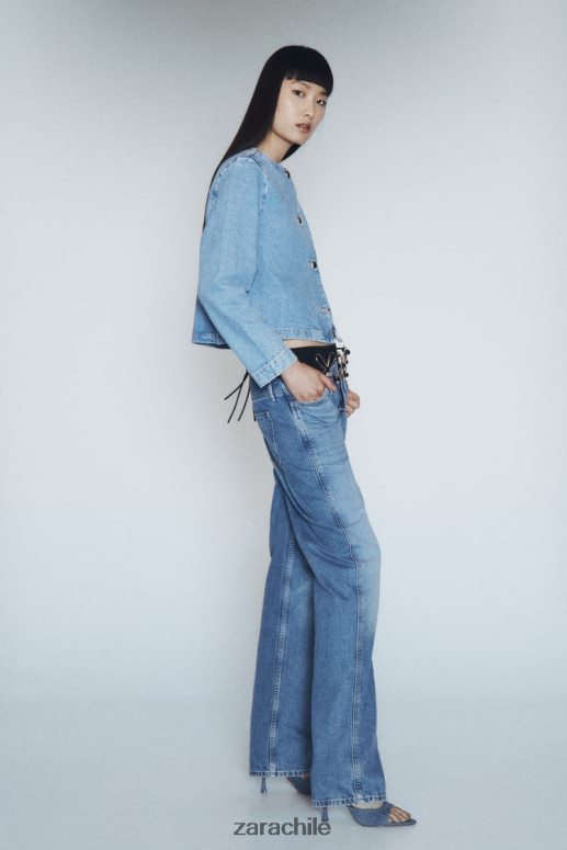 ropa cl Zara mujer chaqueta vaquera con botones z1975 azul medio JJ06N493