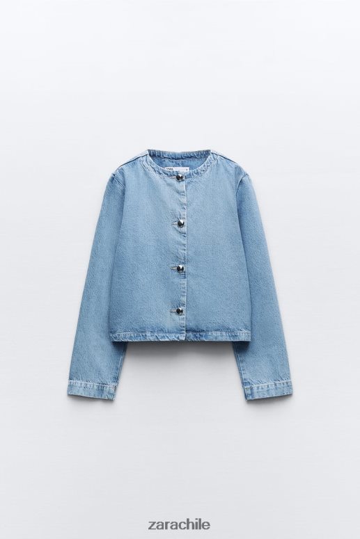 ropa cl Zara mujer chaqueta vaquera con botones z1975 azul medio JJ06N493