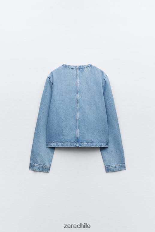 ropa cl Zara mujer chaqueta vaquera con botones z1975 azul medio JJ06N493