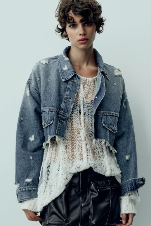 ropa cl Zara mujer chaqueta vaquera corta trf azul JJ06N450