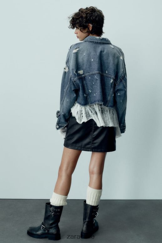 ropa cl Zara mujer chaqueta vaquera corta trf azul JJ06N450