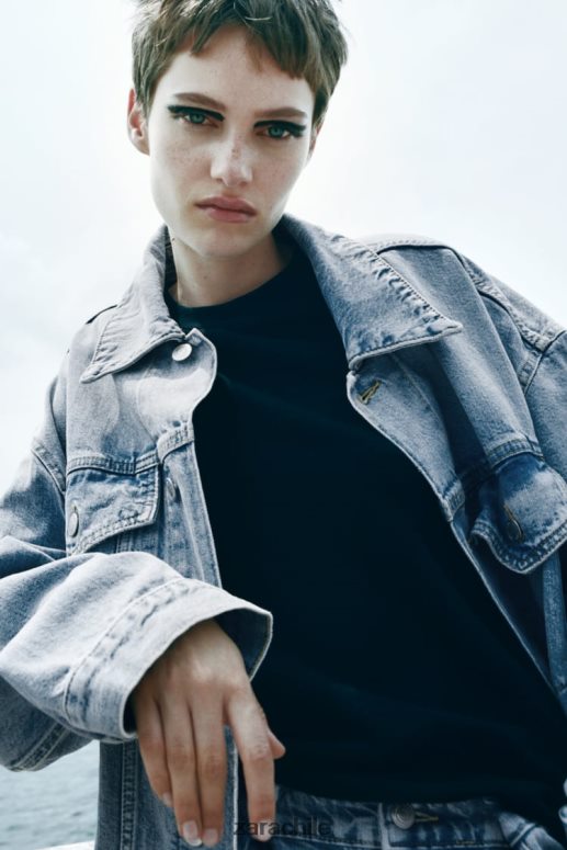 ropa cl Zara mujer chaqueta vaquera oversize zw azul claro JJ06N4138