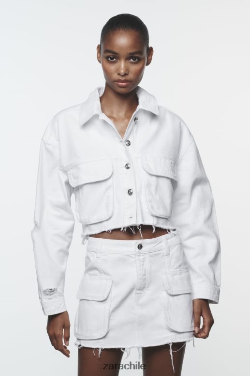 ropa cl Zara mujer chaqueta vaquera rasgada z1975 blanco JJ06N4103