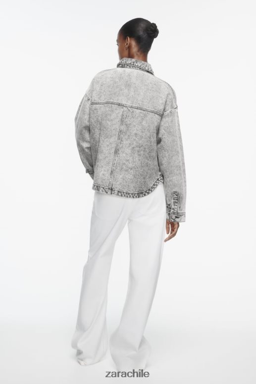 ropa cl Zara mujer chaqueta vaquera z1975 con bolsillos gris JJ06N473