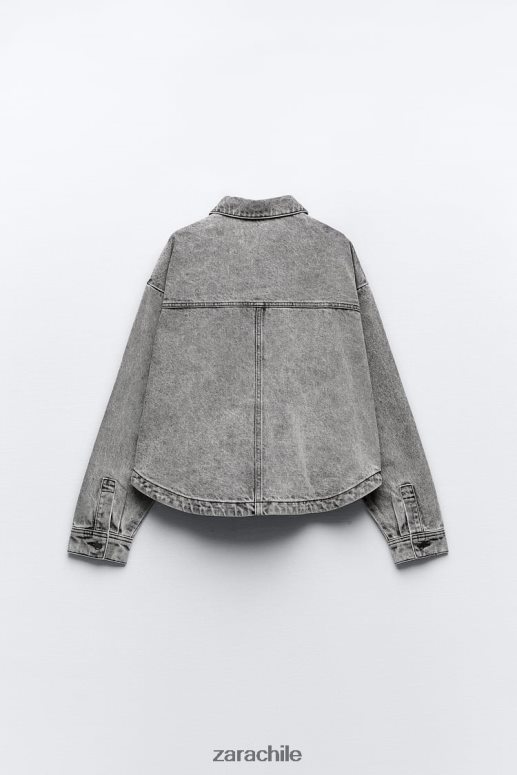ropa cl Zara mujer chaqueta vaquera z1975 con bolsillos gris JJ06N473
