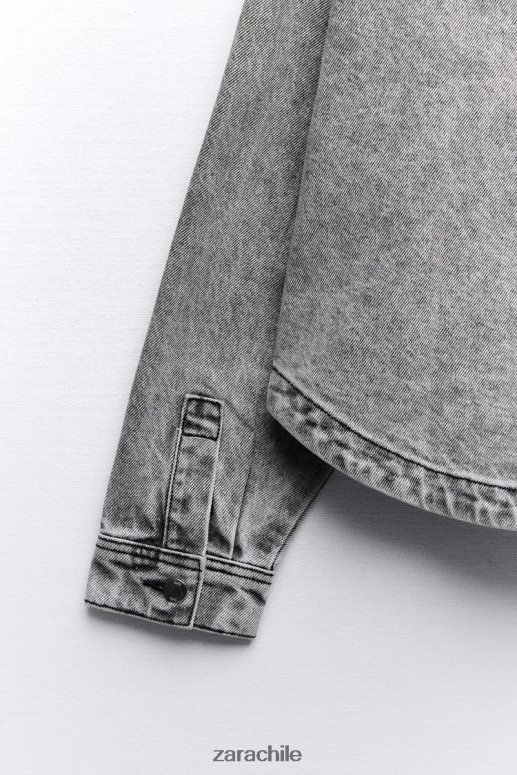 ropa cl Zara mujer chaqueta vaquera z1975 con bolsillos gris JJ06N473