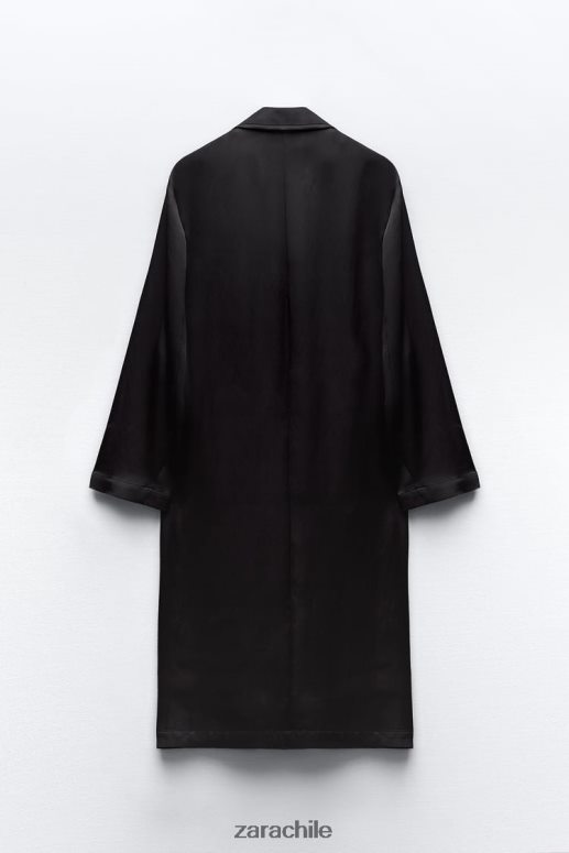 ropa cl Zara mujer gabardina con efecto satinado negro JJ06N4135