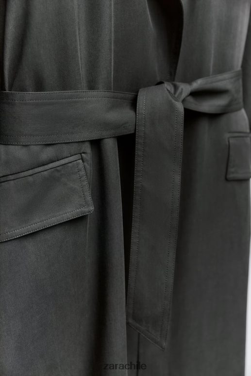 ropa cl Zara mujer gabardina larga fluida gris JJ06N474