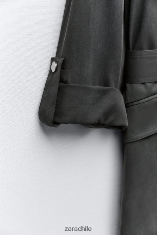ropa cl Zara mujer gabardina larga fluida gris JJ06N474