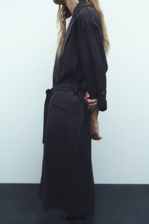 ropa cl Zara mujer gabardina larga fluida gris JJ06N474
