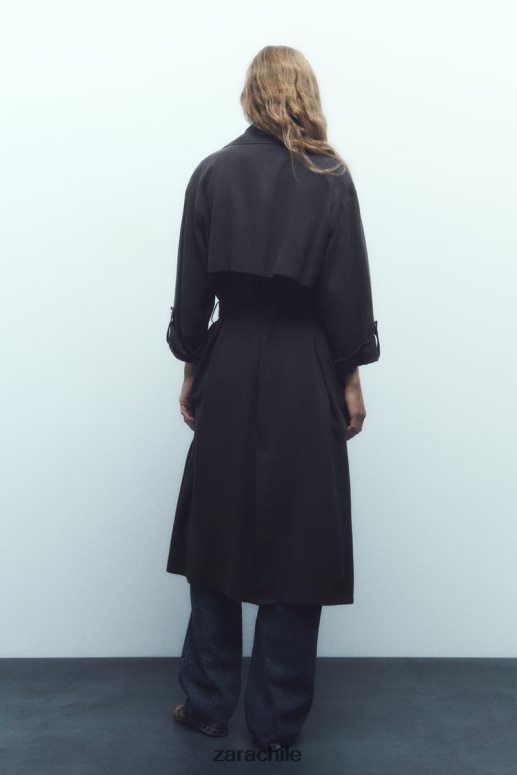 ropa cl Zara mujer gabardina larga fluida gris JJ06N474