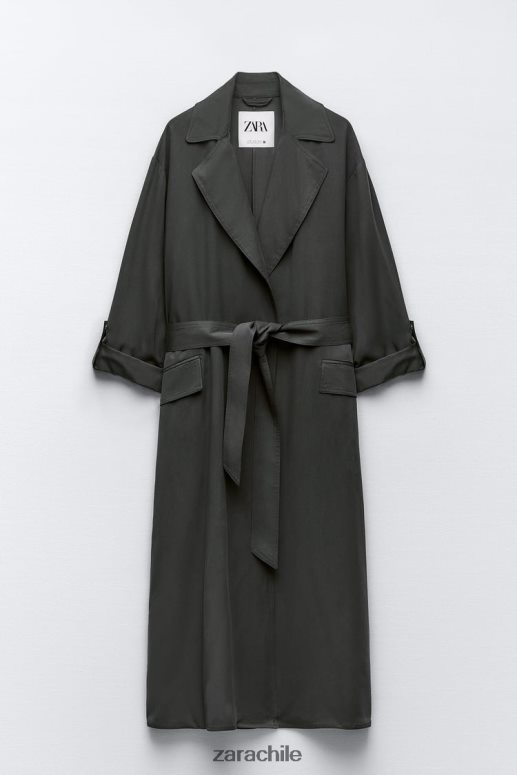ropa cl Zara mujer gabardina larga fluida gris JJ06N474