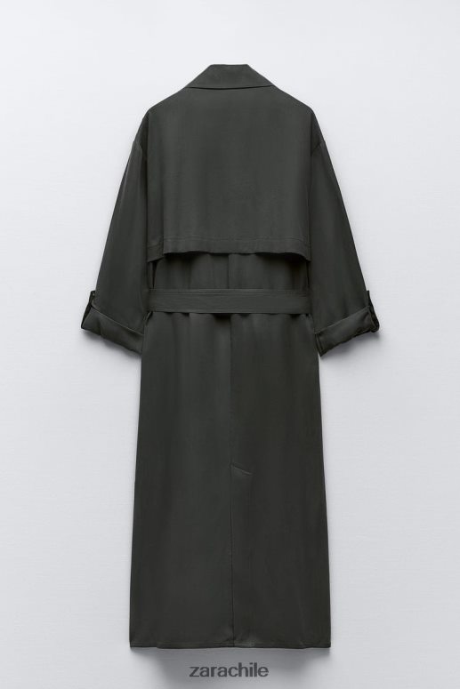ropa cl Zara mujer gabardina larga fluida gris JJ06N474