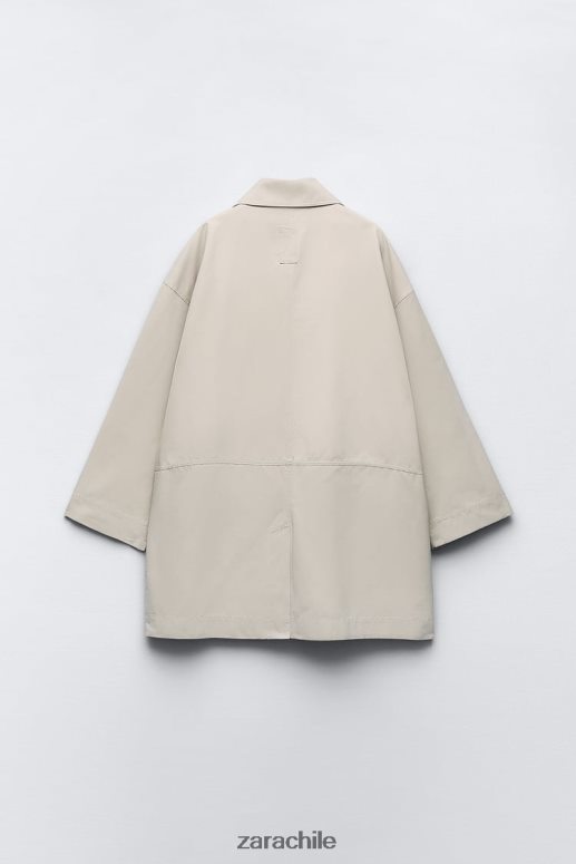 ropa cl Zara mujer gabardina oversize con bolsillos arena JJ06N4131