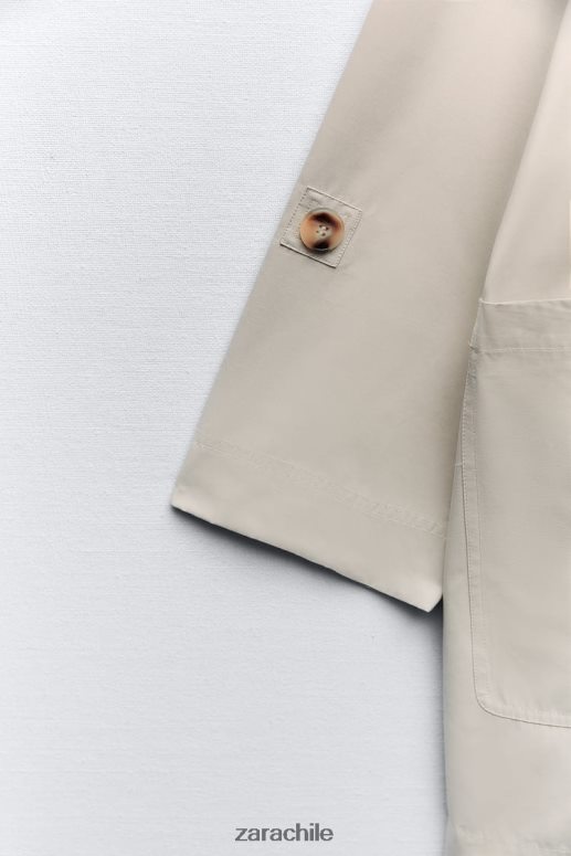 ropa cl Zara mujer gabardina oversize con bolsillos arena JJ06N4131