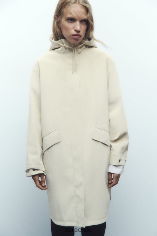ropa cl Zara mujer impermeable de goma con protección contra el agua y el viento crudo JJ06N440