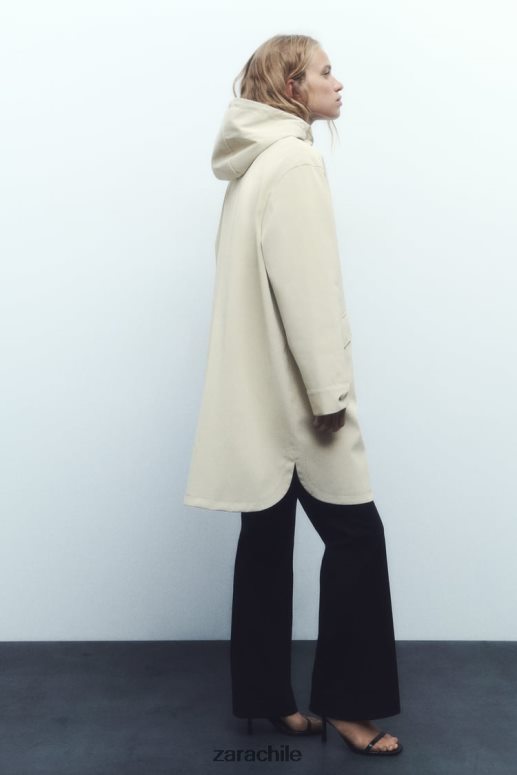 ropa cl Zara mujer impermeable de goma con protección contra el agua y el viento crudo JJ06N440