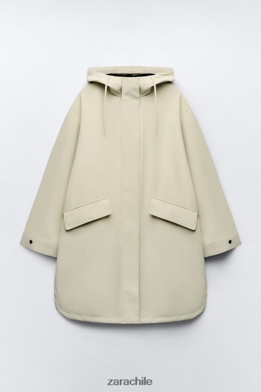 ropa cl Zara mujer impermeable de goma con protección contra el agua y el viento crudo JJ06N440