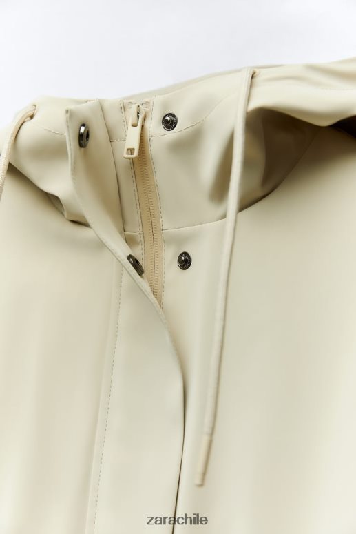 ropa cl Zara mujer impermeable de goma con protección contra el agua y el viento crudo JJ06N440