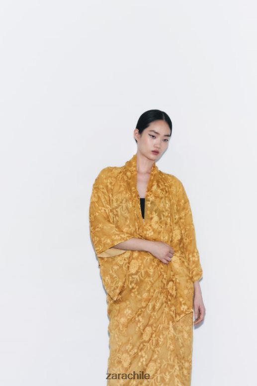 ropa cl Zara mujer kimono bordado mostaza JJ06N4113