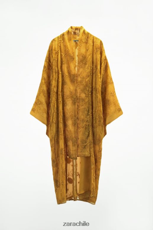 ropa cl Zara mujer kimono bordado mostaza JJ06N4113