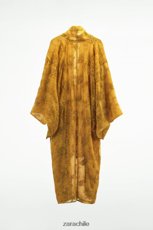 ropa cl Zara mujer kimono bordado mostaza JJ06N4113