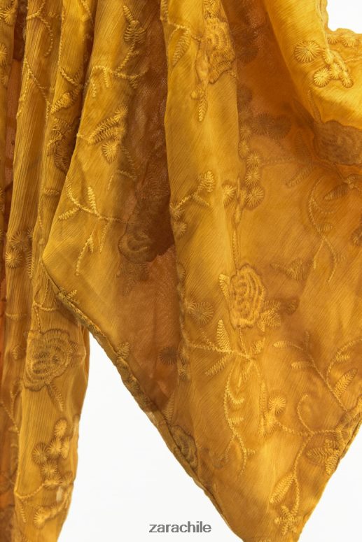 ropa cl Zara mujer kimono bordado mostaza JJ06N4113