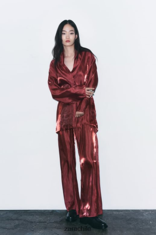 ropa cl Zara mujer kimono envolvente ladrillo JJ06N452