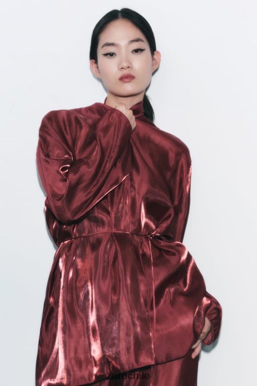 ropa cl Zara mujer kimono envolvente ladrillo JJ06N452