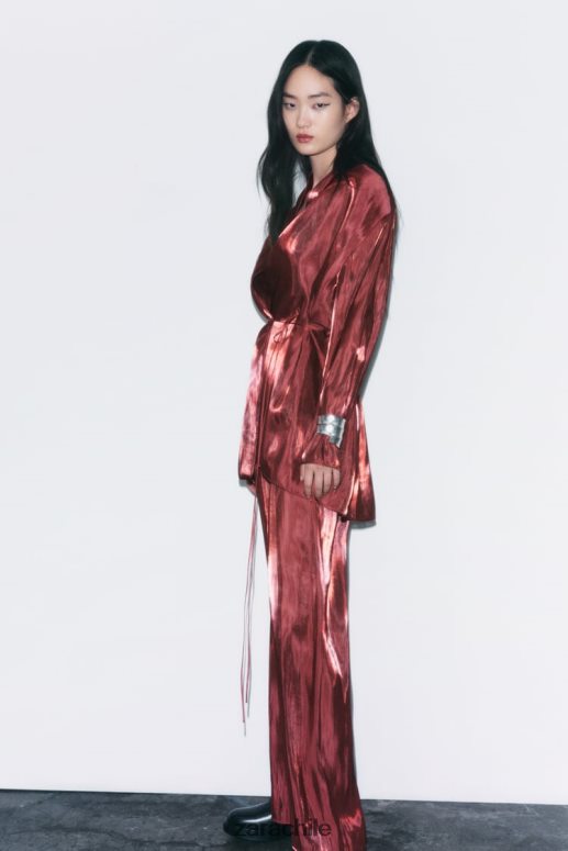 ropa cl Zara mujer kimono envolvente ladrillo JJ06N452