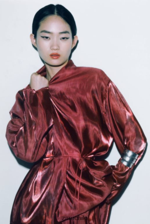 ropa cl Zara mujer kimono envolvente ladrillo JJ06N452