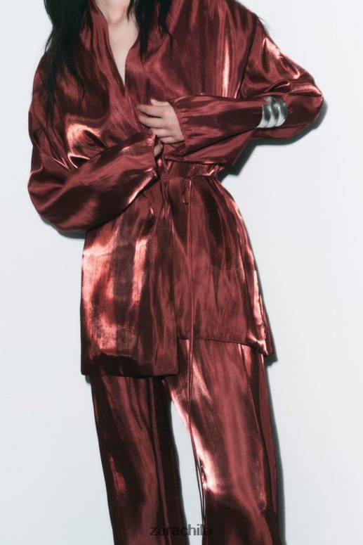 ropa cl Zara mujer kimono envolvente ladrillo JJ06N452