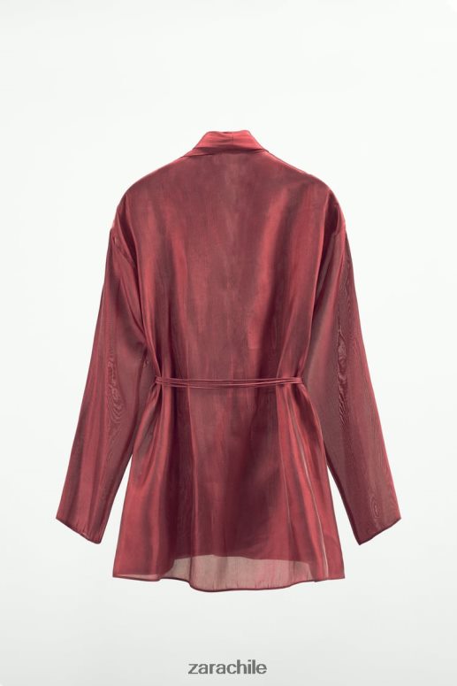 ropa cl Zara mujer kimono envolvente ladrillo JJ06N452