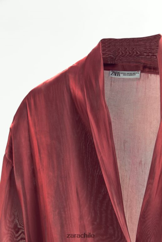 ropa cl Zara mujer kimono envolvente ladrillo JJ06N452