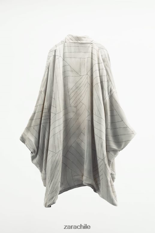 ropa cl Zara mujer kimono estampado reversible azul negro JJ06N4136
