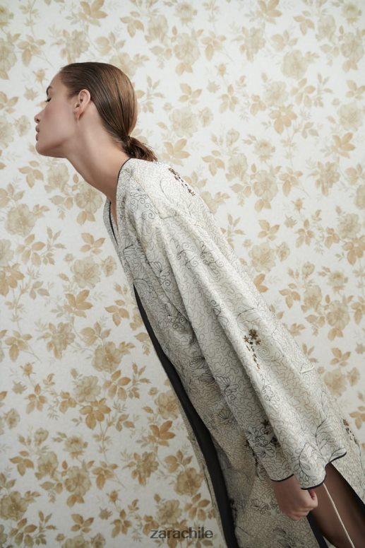 ropa cl Zara mujer kimono estampado y bordado ostra blanca JJ06N4132