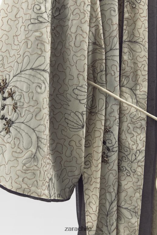 ropa cl Zara mujer kimono estampado y bordado ostra blanca JJ06N4132
