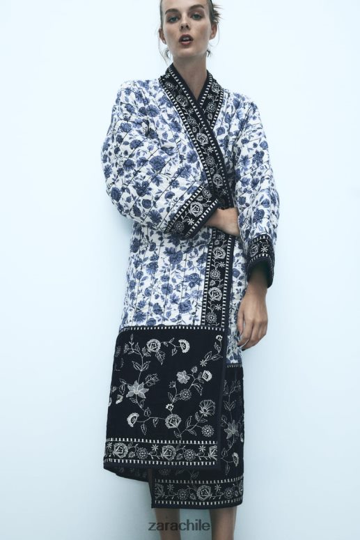 ropa cl Zara mujer kimono floral acolchado azul JJ06N416