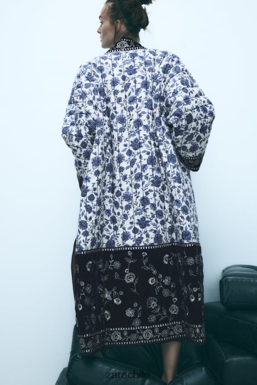 ropa cl Zara mujer kimono floral acolchado azul JJ06N416