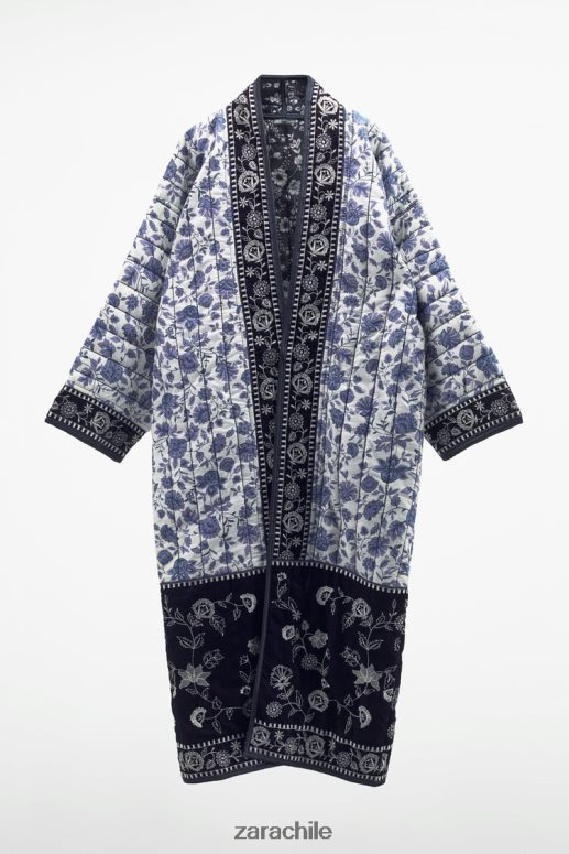 ropa cl Zara mujer kimono floral acolchado azul JJ06N416