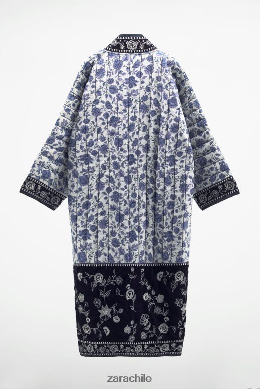 ropa cl Zara mujer kimono floral acolchado azul JJ06N416