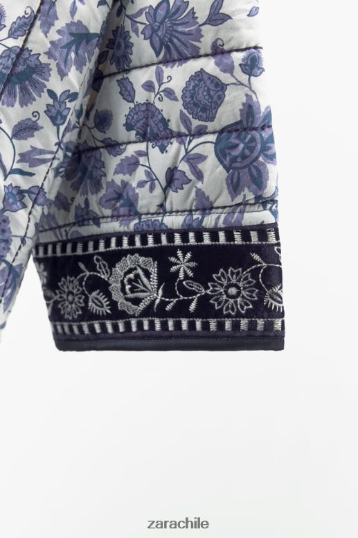 ropa cl Zara mujer kimono floral acolchado azul JJ06N416