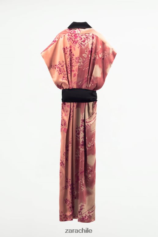 ropa cl Zara mujer kimono largo estampado rosa JJ06N4105