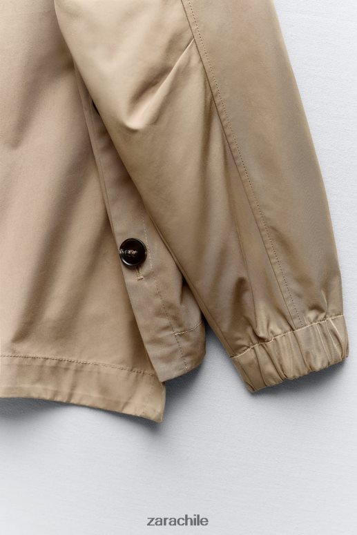 ropa cl Zara mujer parka corta con botones marrón/topo JJ06N479